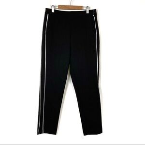 3/$30 Zara Basic | Black Business Casual Pants White Stripe Straight Leg L